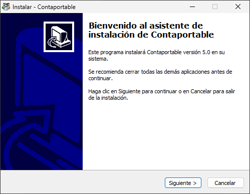 Instalación ContaPortable - Bienvenido