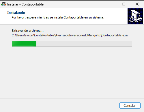 Instalación ContaPortable - Procesando instalación